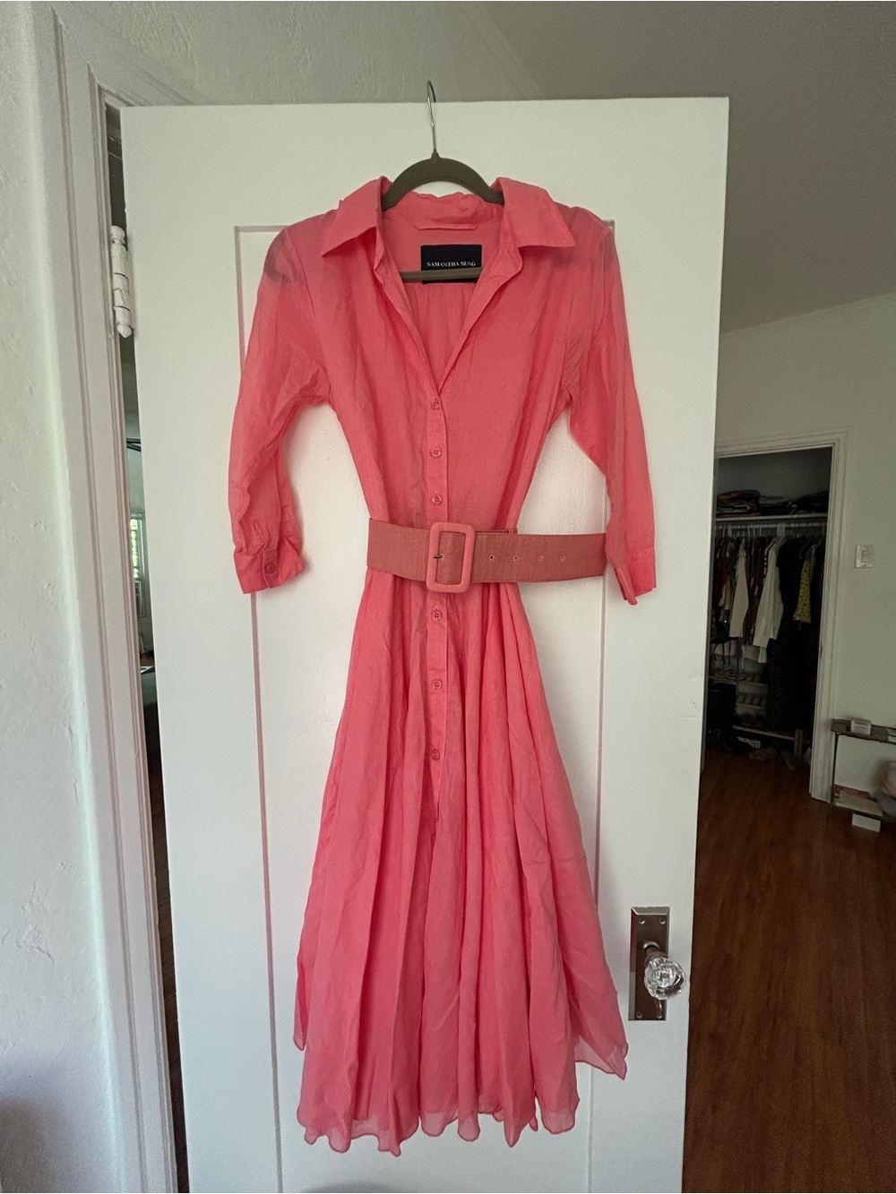 Pink Samantha Sung Button Down Midi Dress